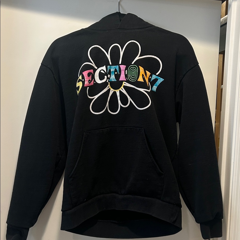 Black Graphic Hoodie with Colorful Design